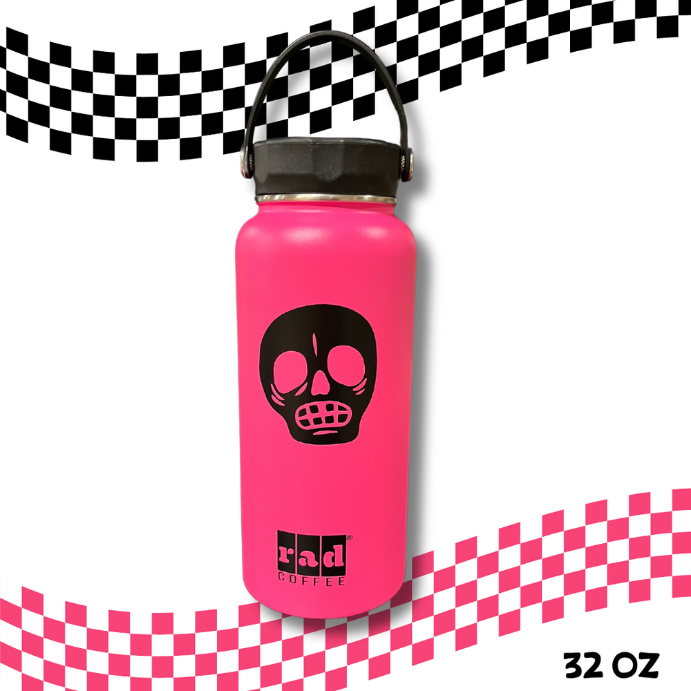 32oz Hot Pink Radflask – Skeleton Design