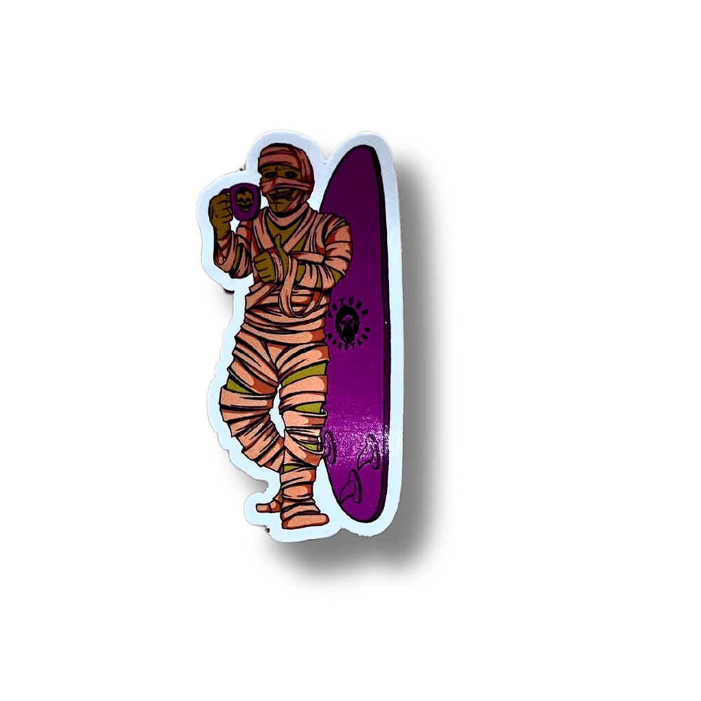 Mummy on a Surfboard Sticker