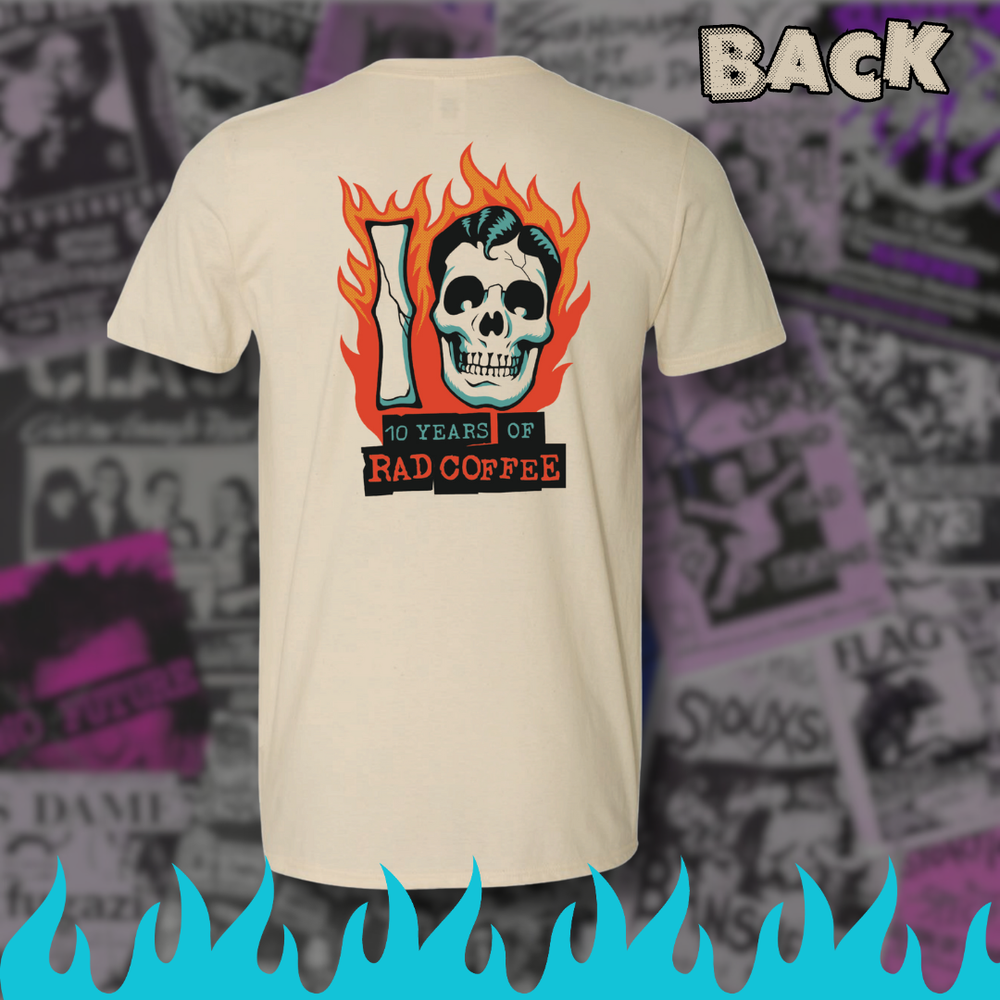 Rad Coffee “Decade of Caffeine” Tee – 10 Year Anniversary Edition