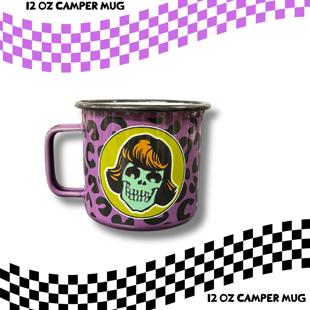 12oz Camper Mug – Lady Bones & Leopard Print