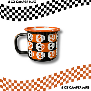 8oz Camper Mug – Skulls & Checkers