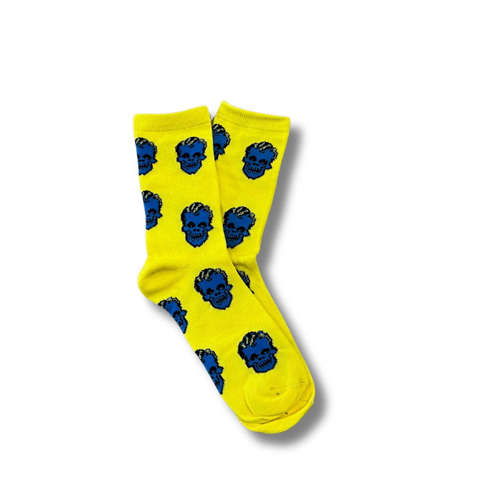 Yellow Skeleton Head Socks