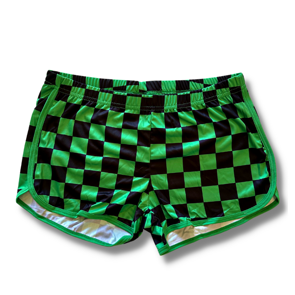 Green & Black Checkered Shorts